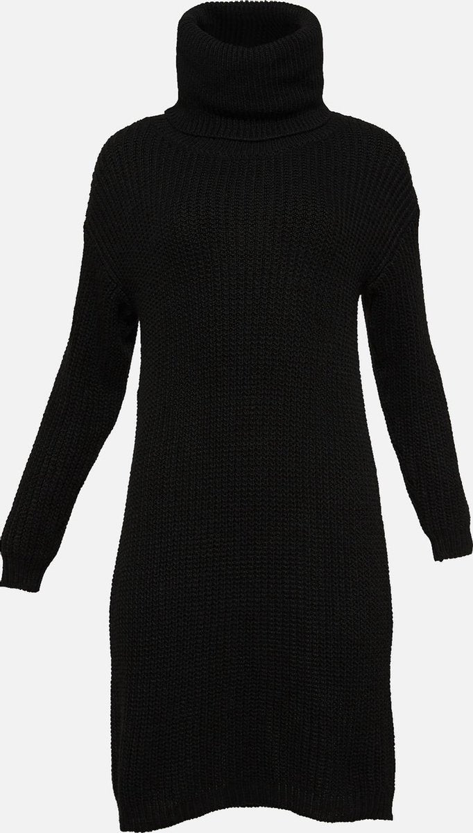 Trui-jurk met rolkraag - Zwart