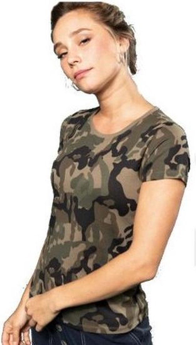 Camouflage t-shirt met korte mouwen voor dames - dameskleding - camouflage kleding XXL (45-48)
