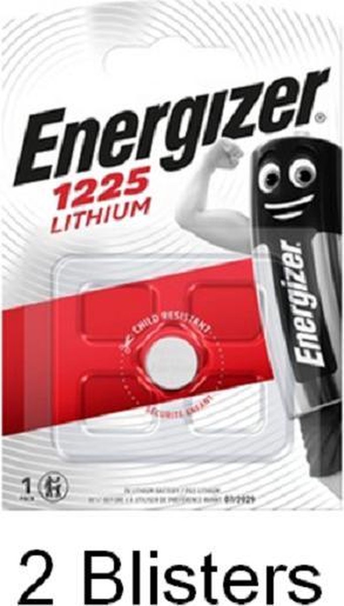 2 stuks (2 blisters a 1 stuk) Energizer CR1225 Lithium knoopcel 3V