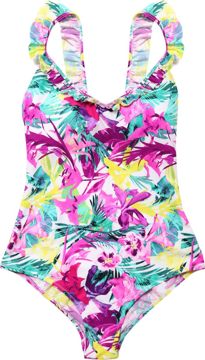 Badpak dames met V hals - Violet pink - S ( Valt klein)