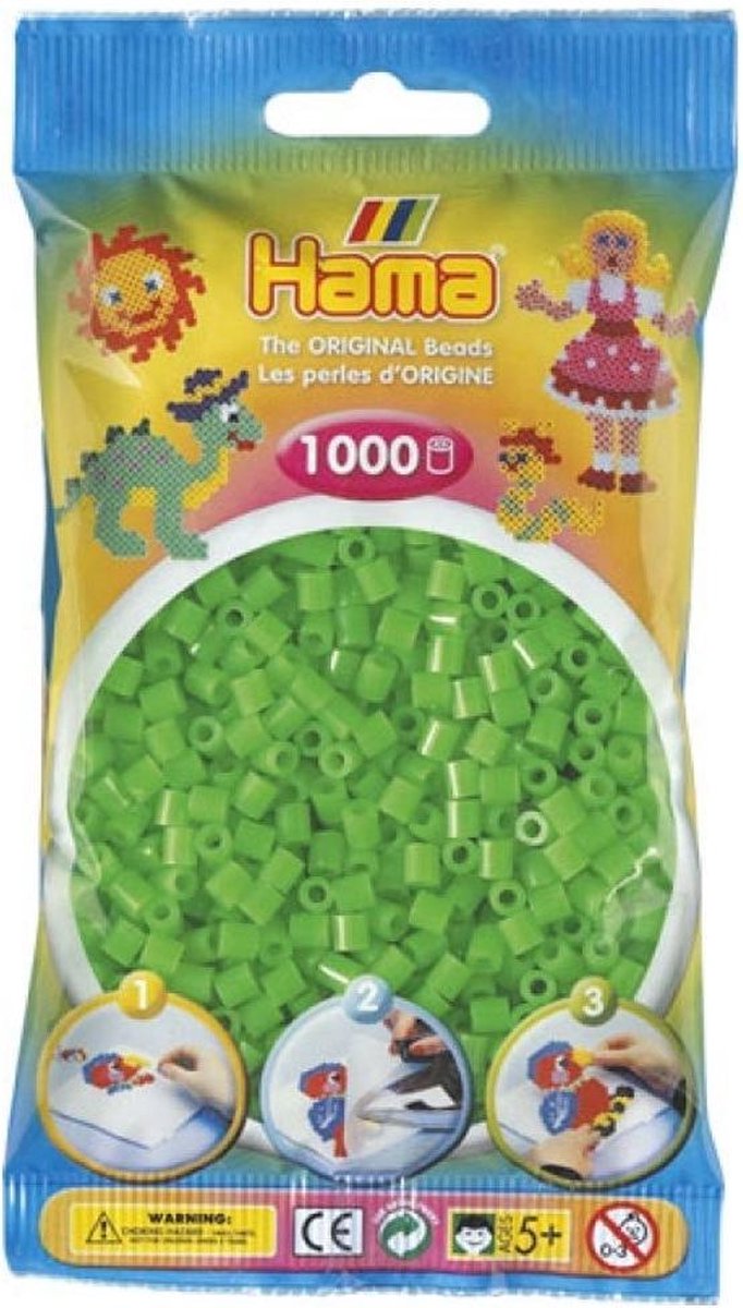 Strijkkralen Hama 1000 Stuks Groen Fluor