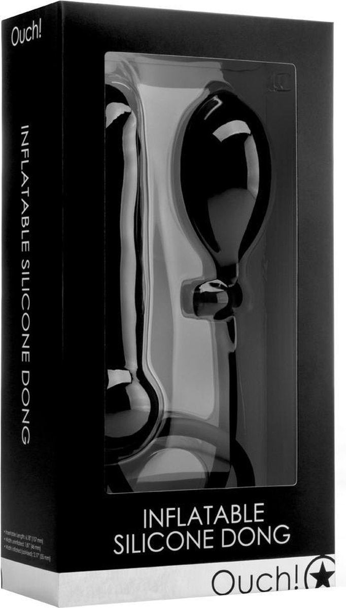Ouch! – Siliconen Dildo in Penis Vorm - Opblaasbare Dildo - Ergonomisch Ontwerp - Zwart