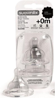 SUAVINEX 2 fopspenen siliconen ronde punt - slow flow 0+