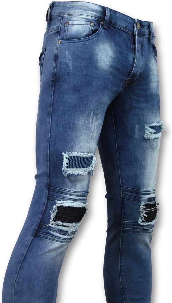 TRUE RISE Biker jeans heren met rits - Slim Fit - ZS1061 - Blauw - Maten: 28