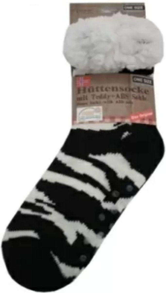 Huissokken Dames | Huissokken | Huissokken Dames Anti Slip |Zebra| Pantoffelsdames | Sokken Dames | One size