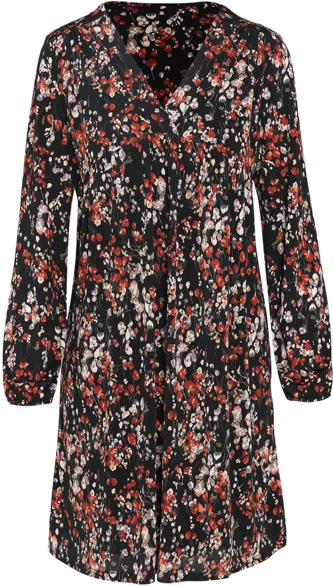 Cassis - Jurk met bloemenprint - Roodbruin