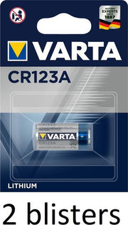 2 stuks (2 blisters a 1 st)Varta CR123A Wegwerpbatterij Lithium