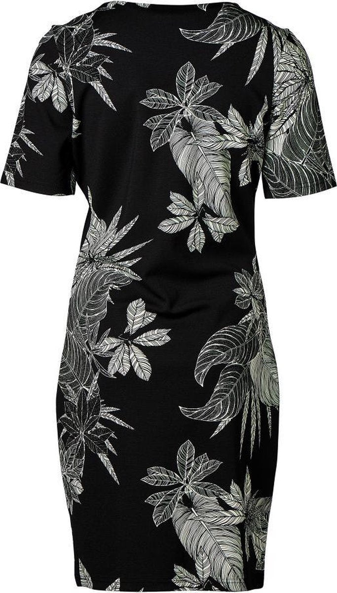 Dames milano jurk km zwart/off white - kort | Maat 2XL