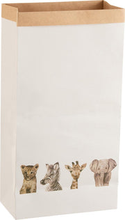 J-Line Papieren Zak Safari Dieren Papier Wit/Mix Medium Set van 3 stuks