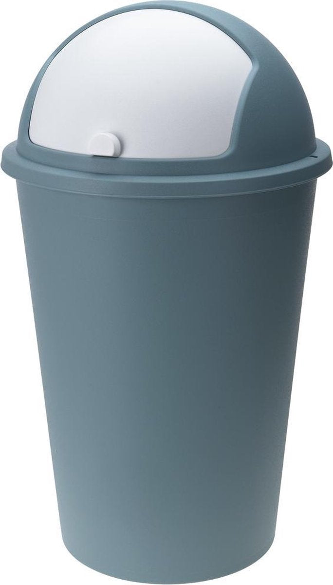 Deuba Prullenbak Afvalscheiding 50 L Blauw-Grijs Schuifdeksel Vuilniszakken