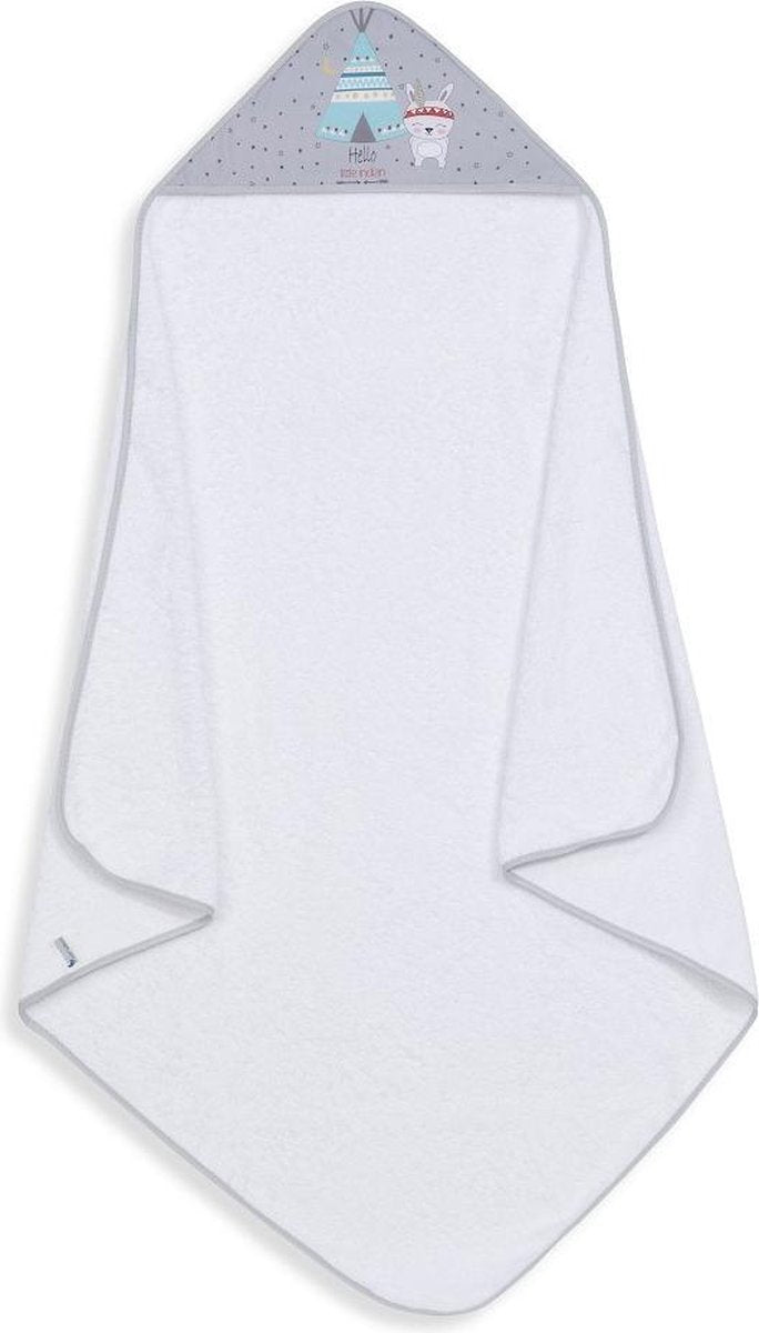 Interbaby Badcape & Lamp Tipi 100 Cm Katoen Wit/grijs 2-delig
