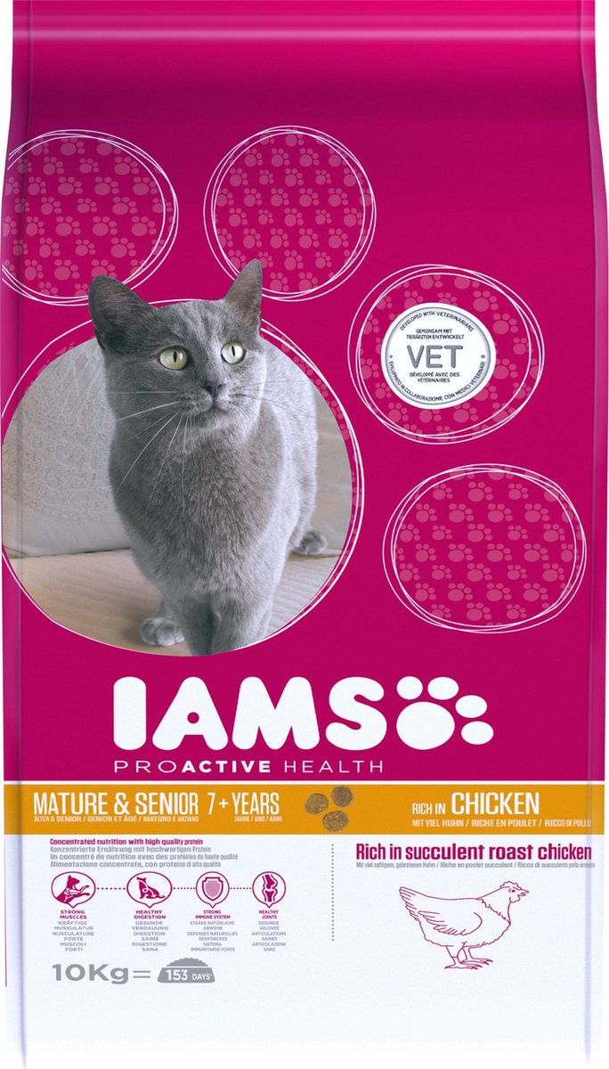 Iams Cat Mature & Senior - Kip - Kattenvoer - 10 kg