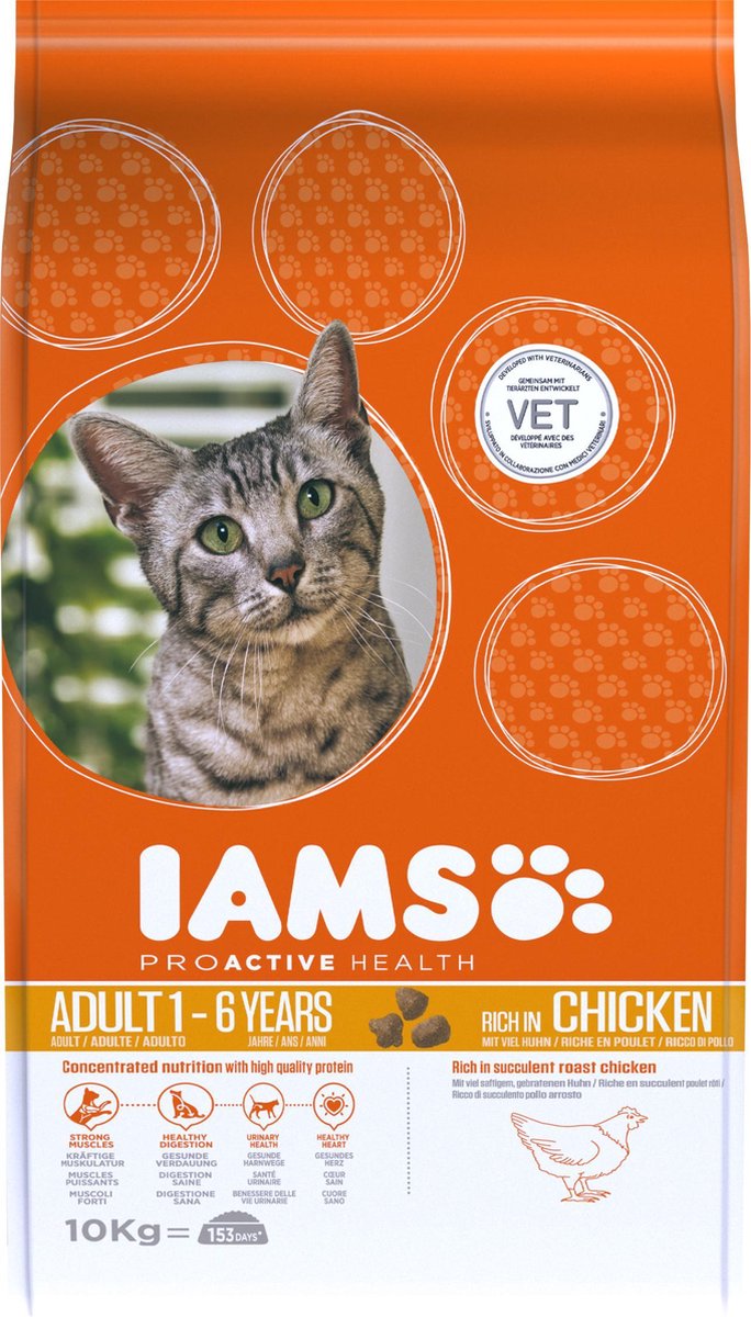 Iams Proactive Health Adult - Kip - Kattenvoer - 10 kg