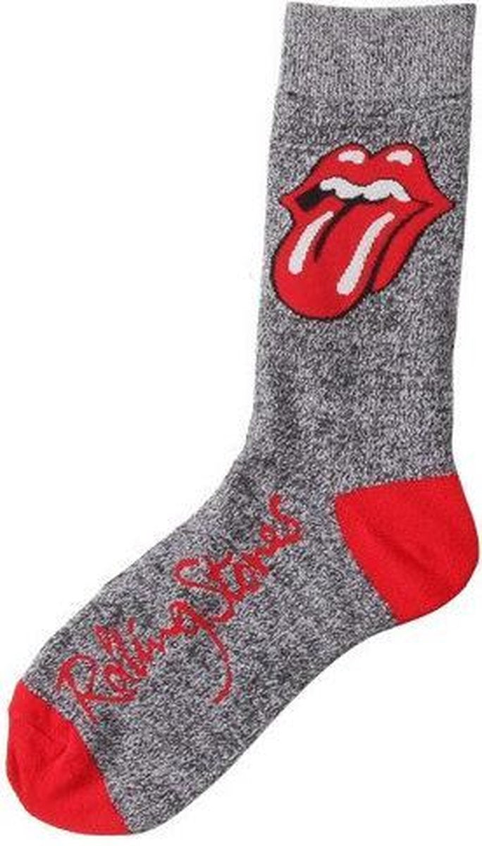 Fun sokken 'Rolling Stones' Grijs en Rood (92014)