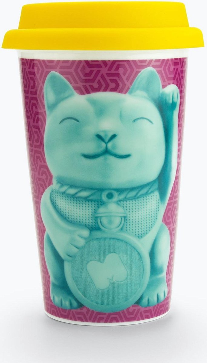 Mustard To Go Drinkbeker - Dubbelwandig - 350 ml - Lucky Cat -