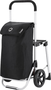ShoppingCruiser Shop & Relax - Boodschappentrolley met zitje - Boodschappenwagen Zwart