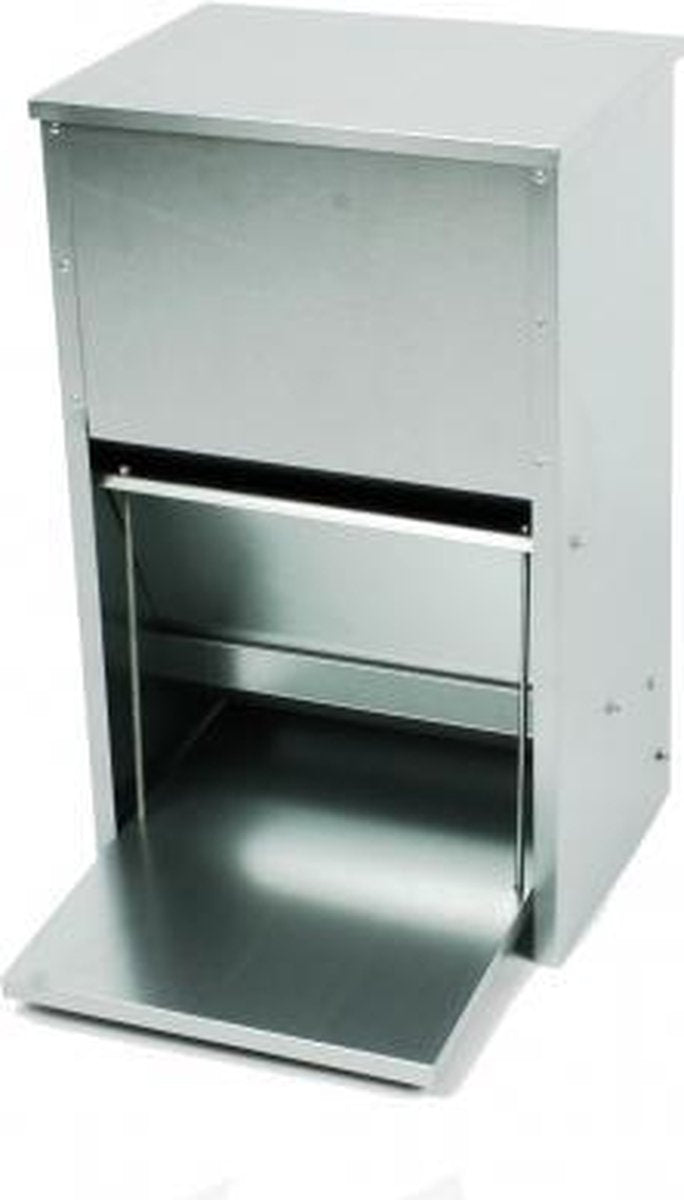 Duvo+ Trapbakkensilo Galvanise 20Kg - Voerautomaat - 22 cm x 47 cm x 50 cm - Zilverkleurig