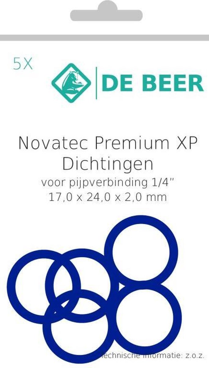 De Beer primium ring 1/4 17x24x2mm 5 stuks