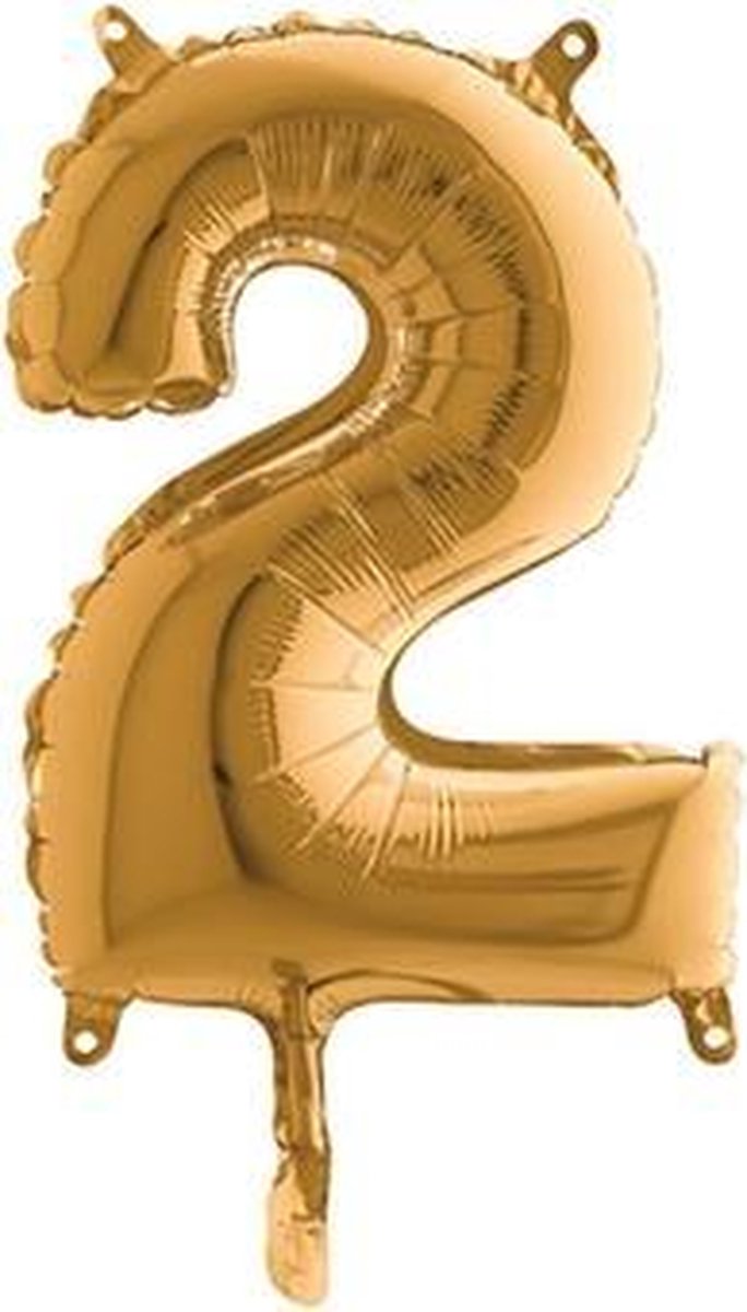 Folieballon - Cijfer 2 - Goud - Grabo balloon - 35cm