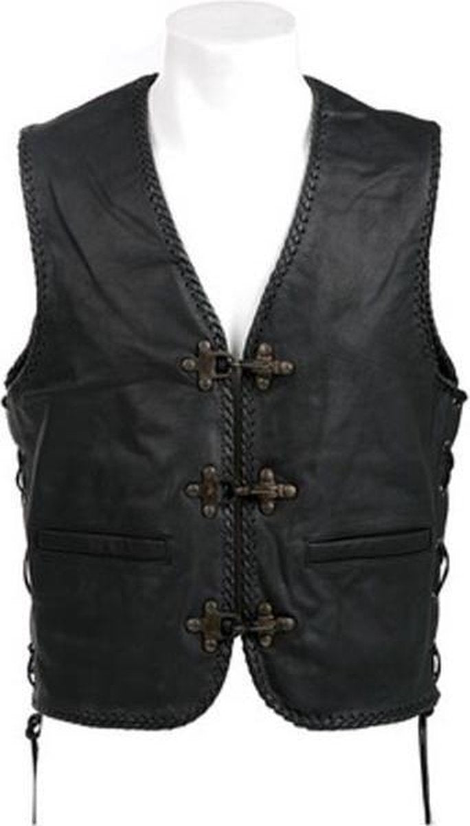 Biker vest leder X-treme zwart