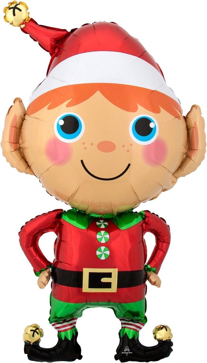 Anagram Folieballon Elf 55 X 88 Cm Rood/groen
