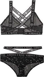 BH-Set Met Zodiac Print - Zwart/Metallic - S/M - Zilver - Sexy Lingerie & Kleding - Lingerie Dames -  Dames Lingerie - BH-Sets