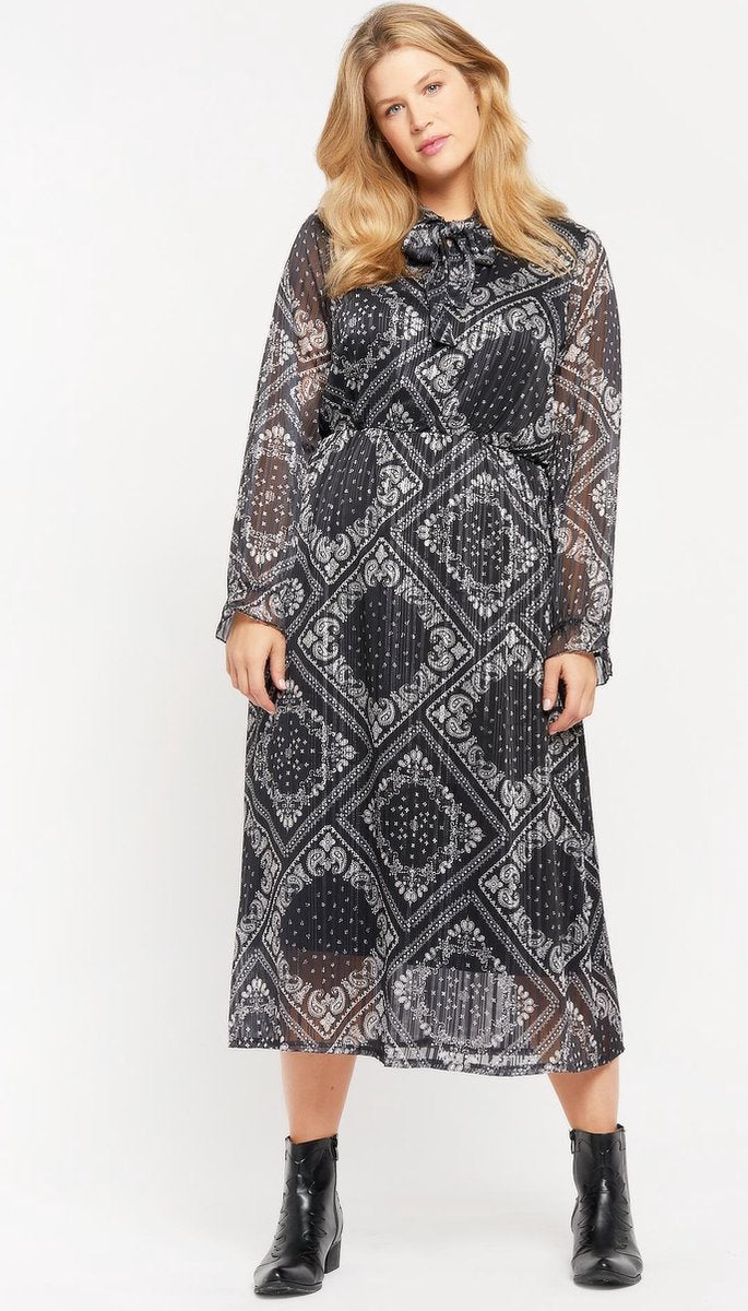 Maxi jurk met print - Zwart