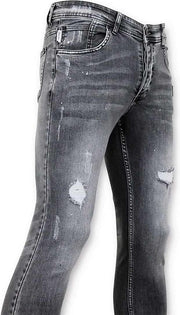 TRUE RISE Skinny Fit - Versleten Jeans Heren - A13E - Grijs - Maten: 31