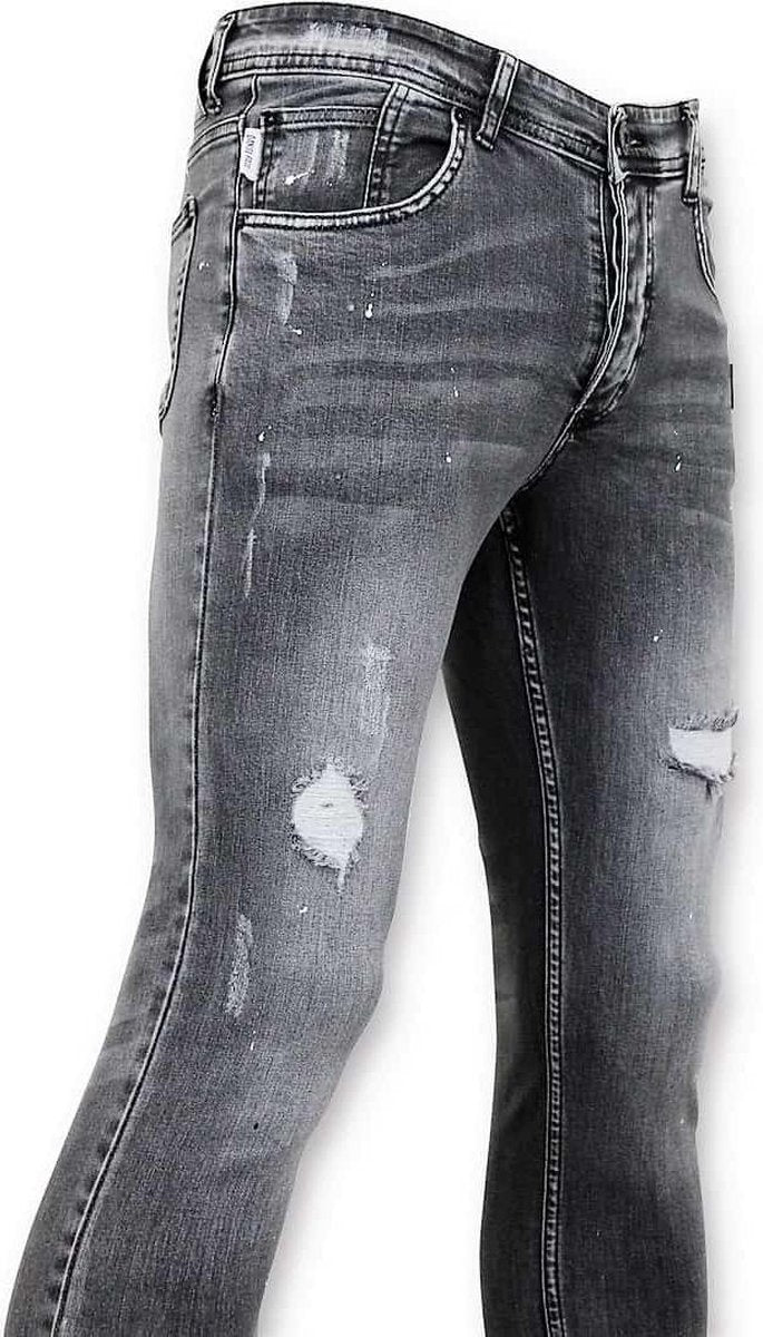 TRUE RISE Skinny Fit - Versleten Jeans Heren - A13E - Grijs - Maten: 31
