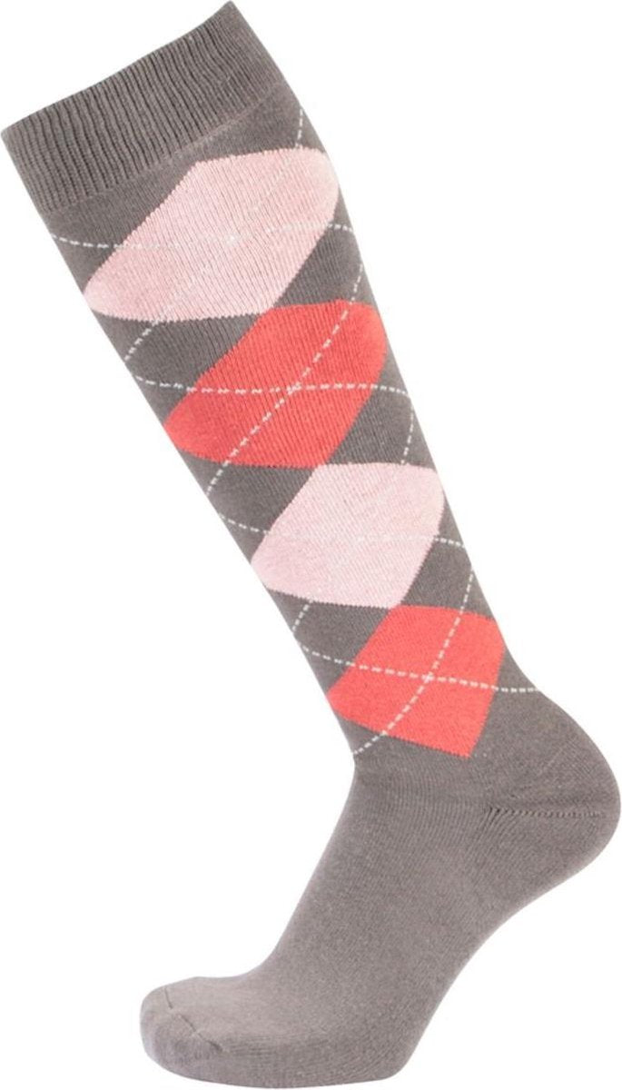 Pfiff sokken - Ruitersokken Donkerbruin - Rood - Sportsokken - Paardrijden - Unisex sokken - Kniesokken - Maat 40-42