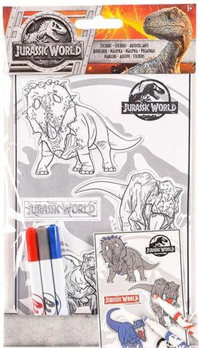 2 setjes Jurassic World inkleur 3D stickers