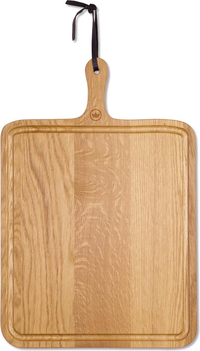 Dutchdeluxes - XL Broodplank / Serveerplank - Vierkant - Massief Eikenhout - 39 x 34 cm - Met handvat