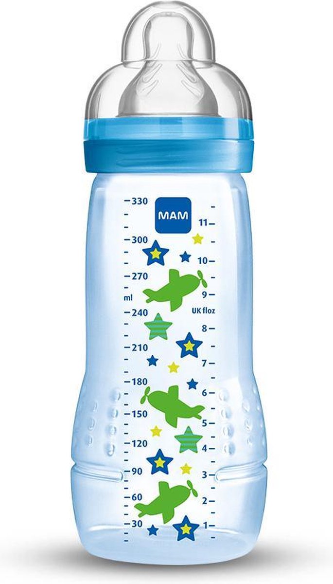 MAM 270ml Easy Active ZUIGFLES 2+ Medium flow Blauw