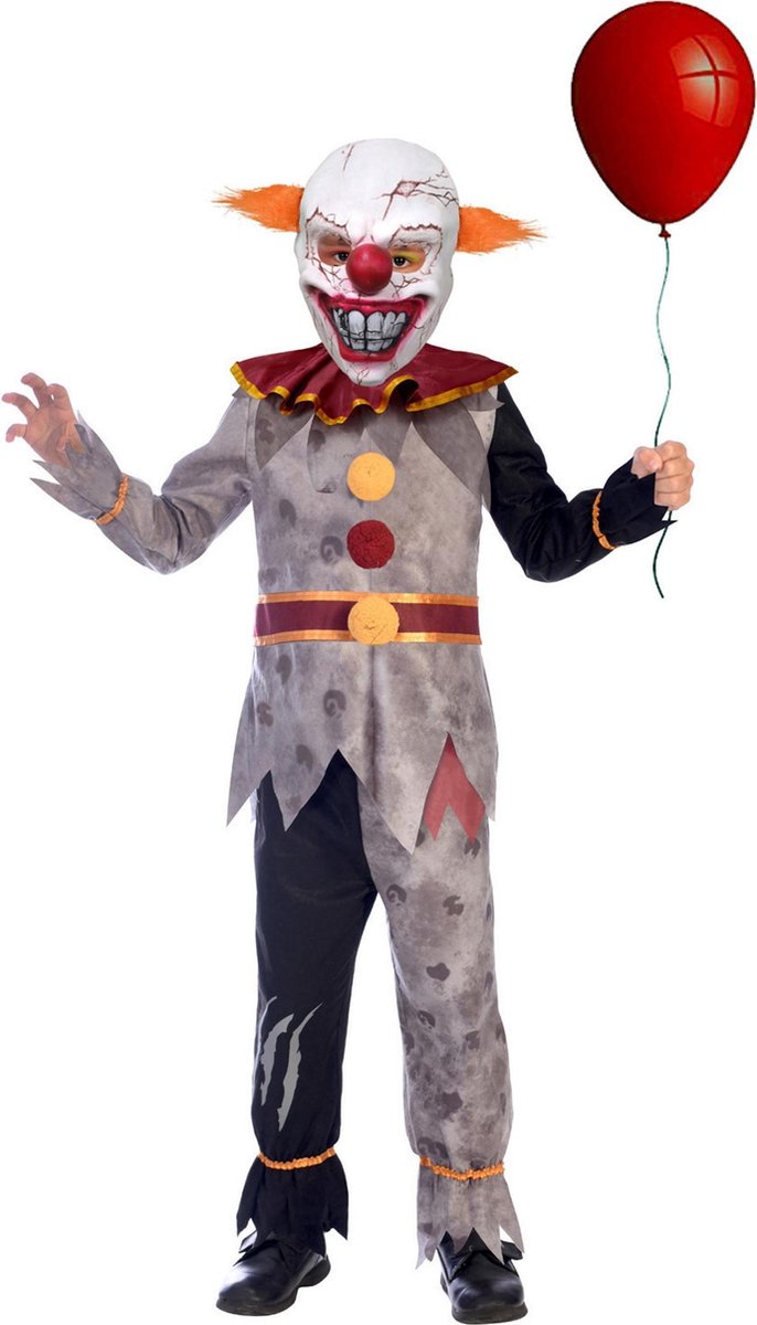 AMSCAN - Evil horror clown kostuum voor jongens - 128/134 (8-10 jaar) - Kinderkostuums