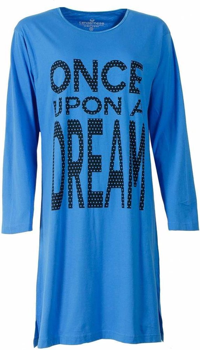 Tenderness Blauw met Tekst Dames Nachthemd TENGD2513A Maten: XL