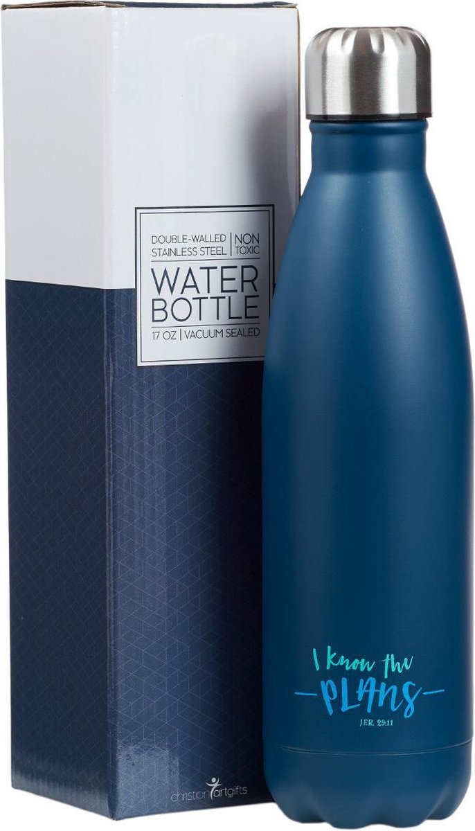 Waterfles Stainless Steel  I know the plans - Blue