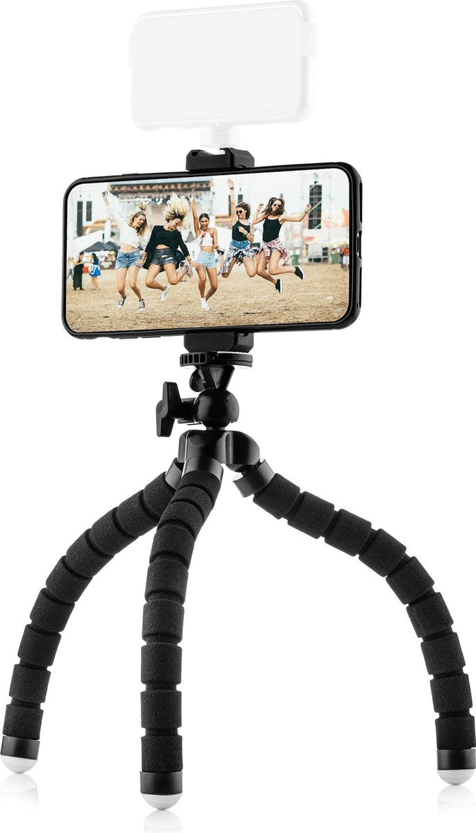 Flexibel statief met schuimrubber poten – met premium telefoonhouder