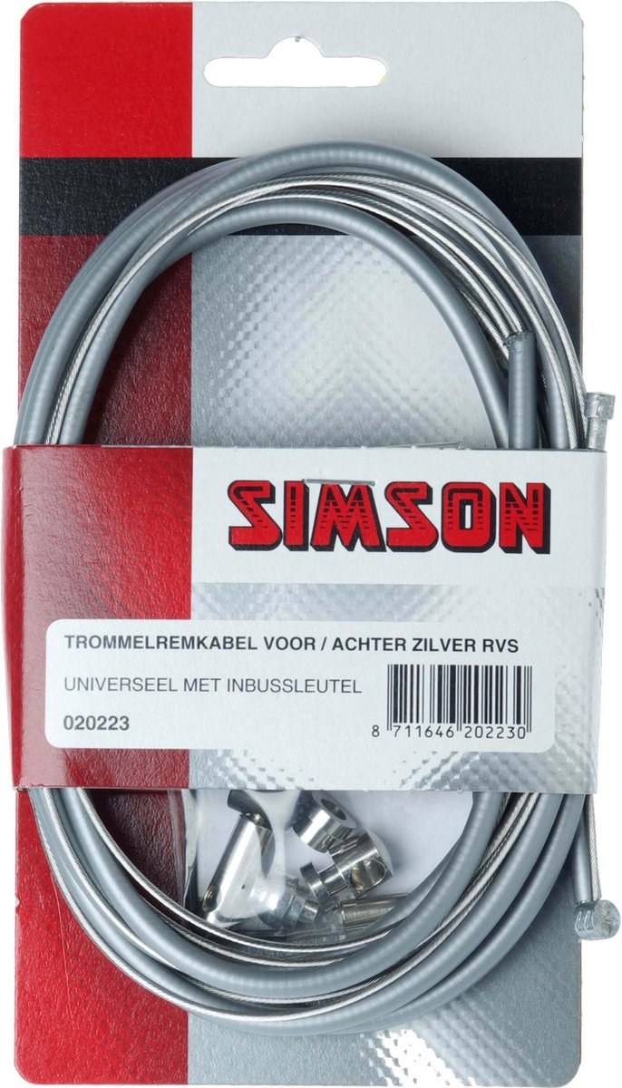 Simson Remkabel Trommel RVS Universeel Compleet Zilver