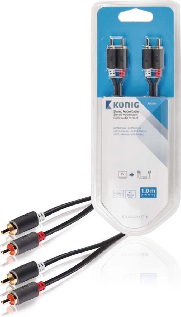 Stereo audiokabel 2x RCA male - 2x male 1