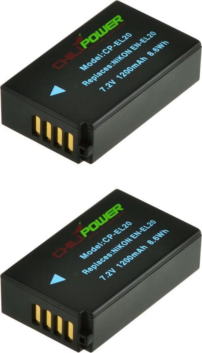 ChiliPower Nikon EN-EL20 camera batterij - 2 stuks verpakking
