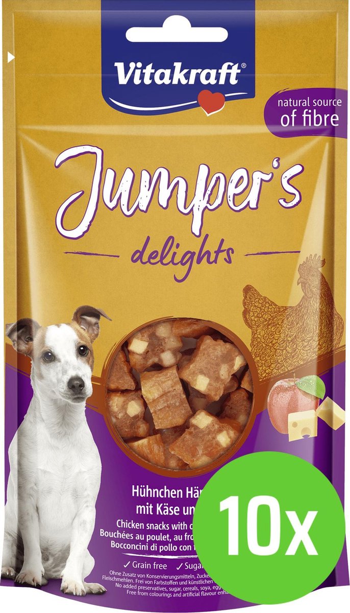 10 x Vitakraft Jumpers Delights Kip Appel 80 gram Hond