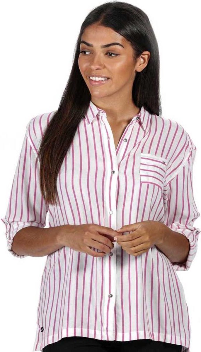 Regatta Blouse Meera Gestreept Dames Viscose Wit/roze Maat 48