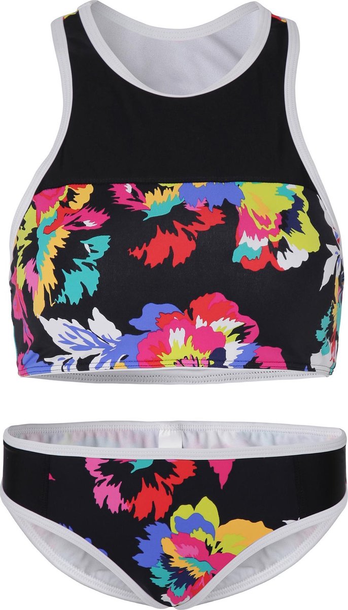 Jongedames bikini sport Retro- Multi color flowers - XS