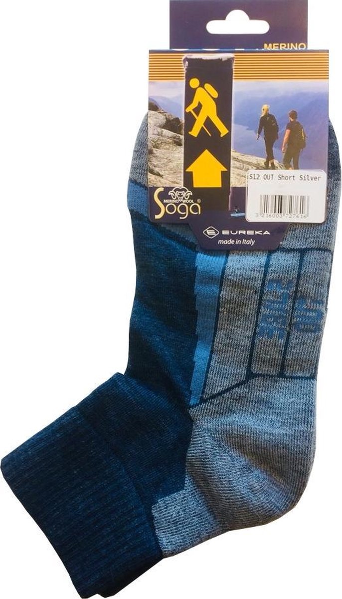 2-Pack Quarter Wandelsokken met Merino Wol S12 Quarter Dames & Heren Blauw - Maat 35-38