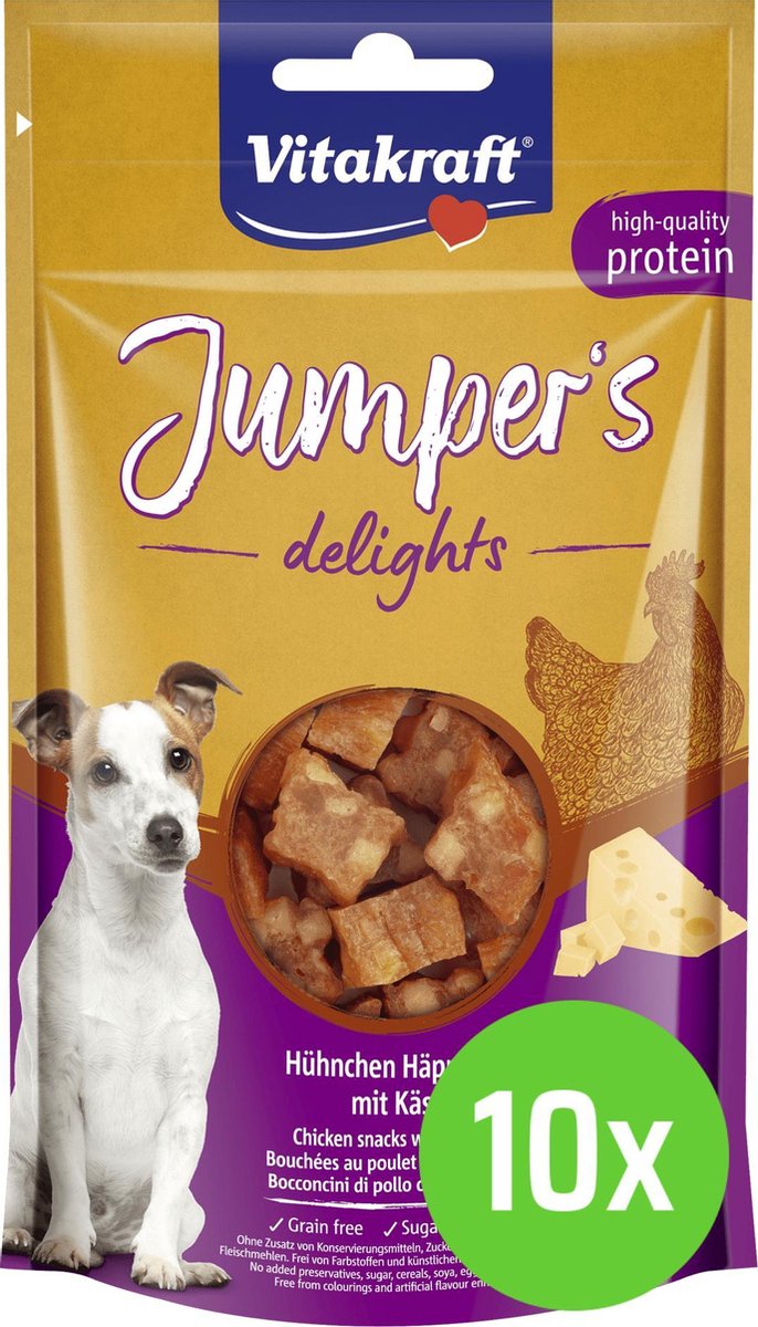 10 x Vitakraft Jumpers Delights Kip Kaas 80 gram Hond