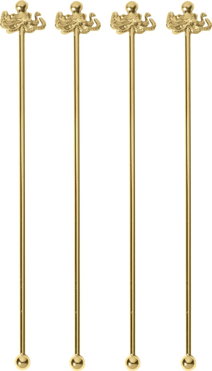 Paderno Cocktail Lepels BAR Octopus Goud 18.5 cm - 4 Stuks