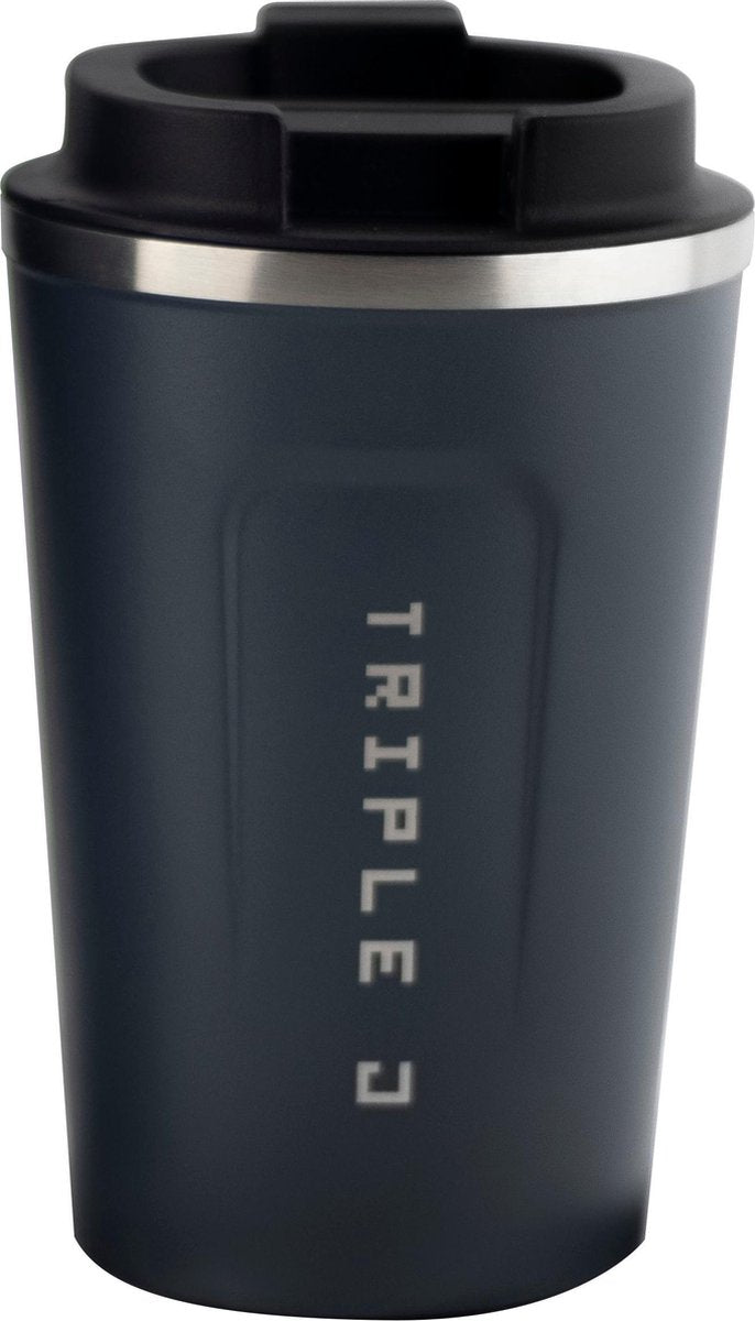 Triple J - Koffiebeker To Go | Lekvrije Thermosbeker | Thermosfles | RVS Reisbeker | Dubbelwandige Travel Mug | 380 ml | Blauw