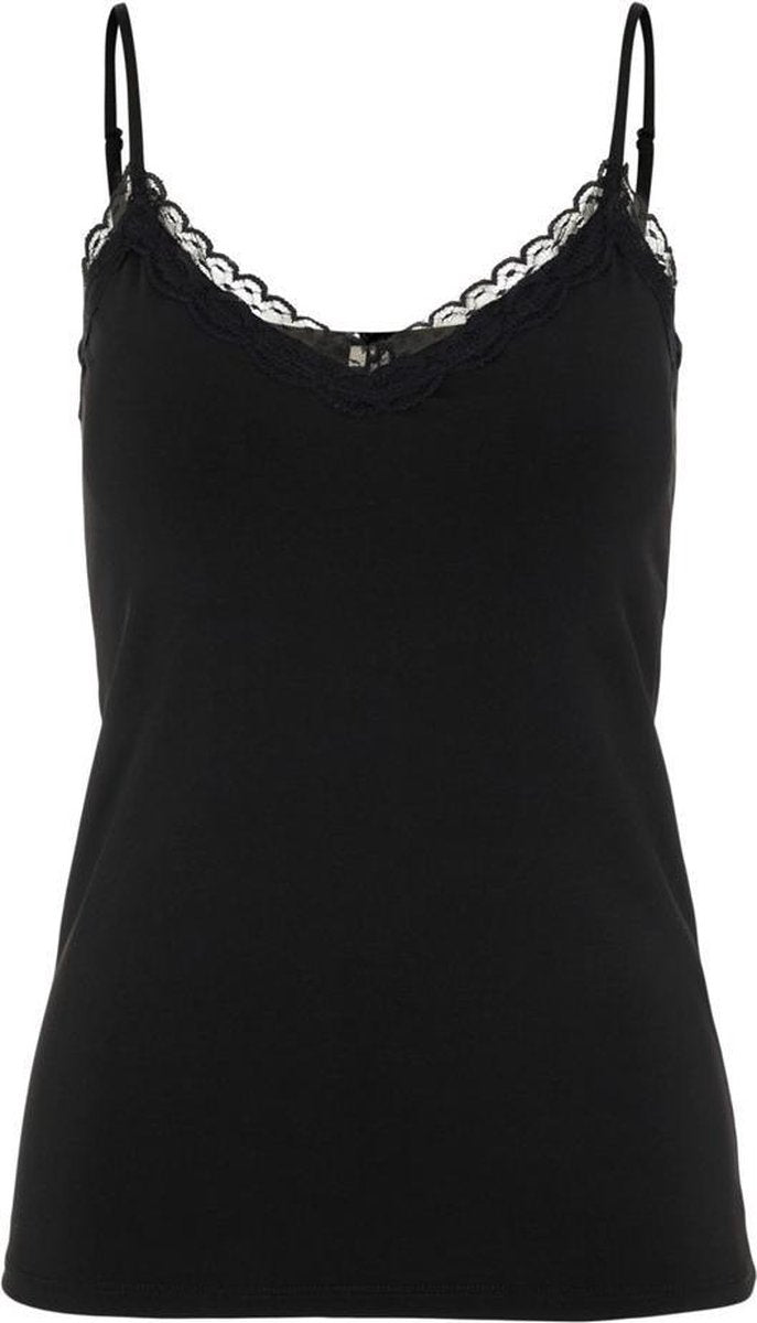 Pieces dames hemd kant - Lace singlet kate  - L  - Zwart