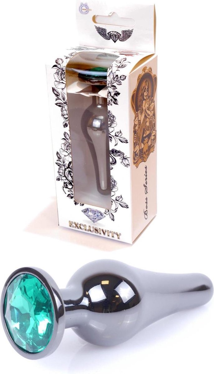 Bossoftoys - Buttplug - Donker zilver - anaal - Groen - 64-00060 - gave cadeaubox