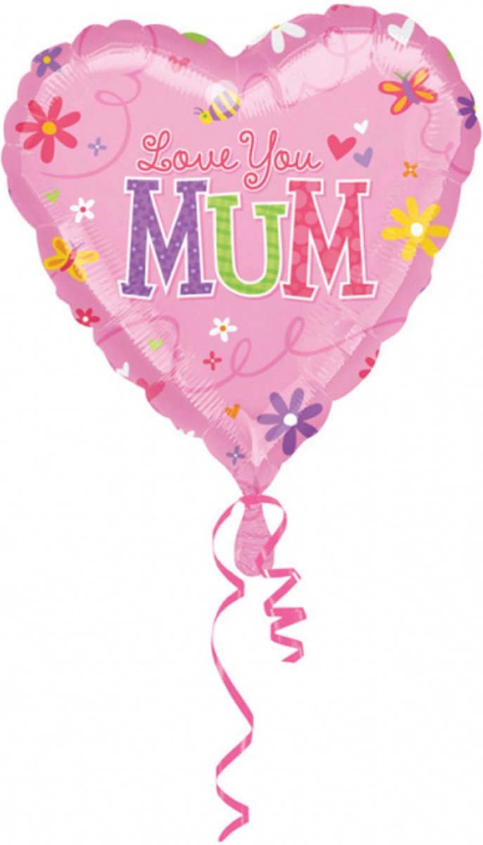 AMSCAN - Aluminium Love You Mum ballon - Decoratie > Ballonnen